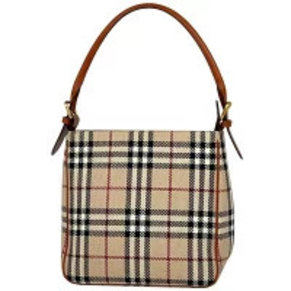 Burberry Check Shoulder Bag Hobo Beige
